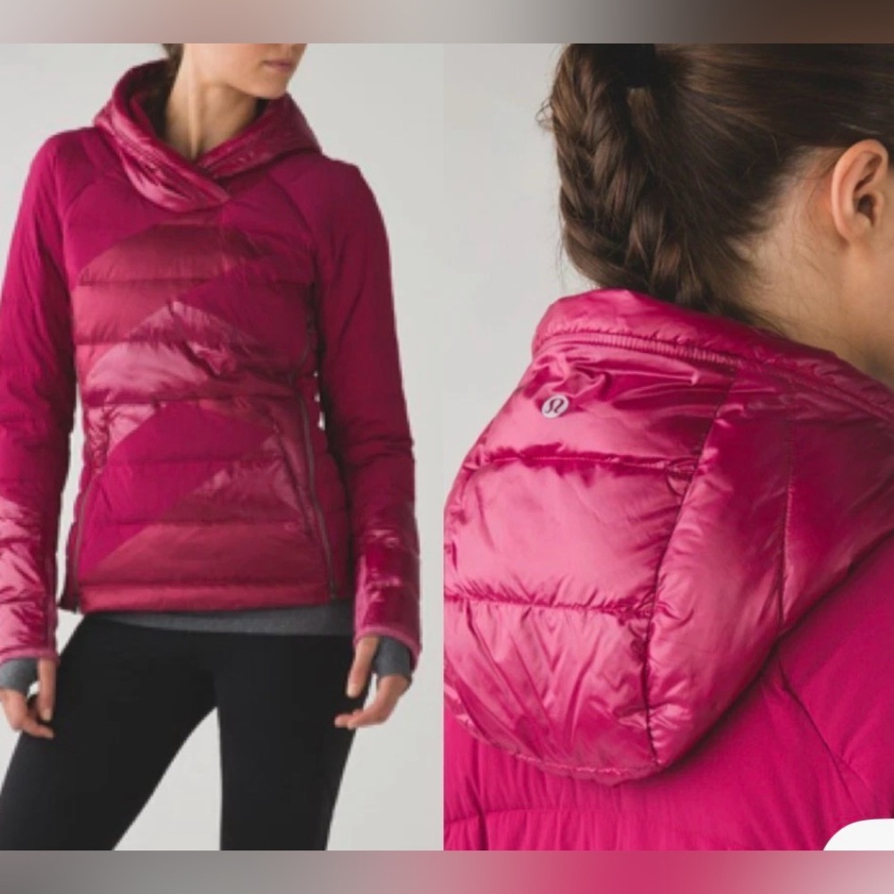 * Lululemon Down Right Cozy Lightweight Pullover Hoodie in Berry Rumble SZ 8 *